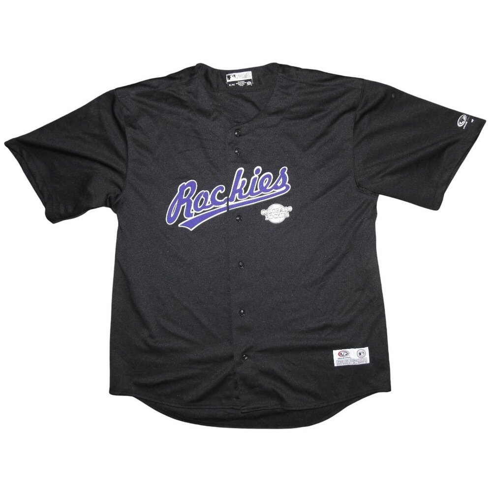 Colorado Rockies True Fan Button Up Black Jersey Adult XL